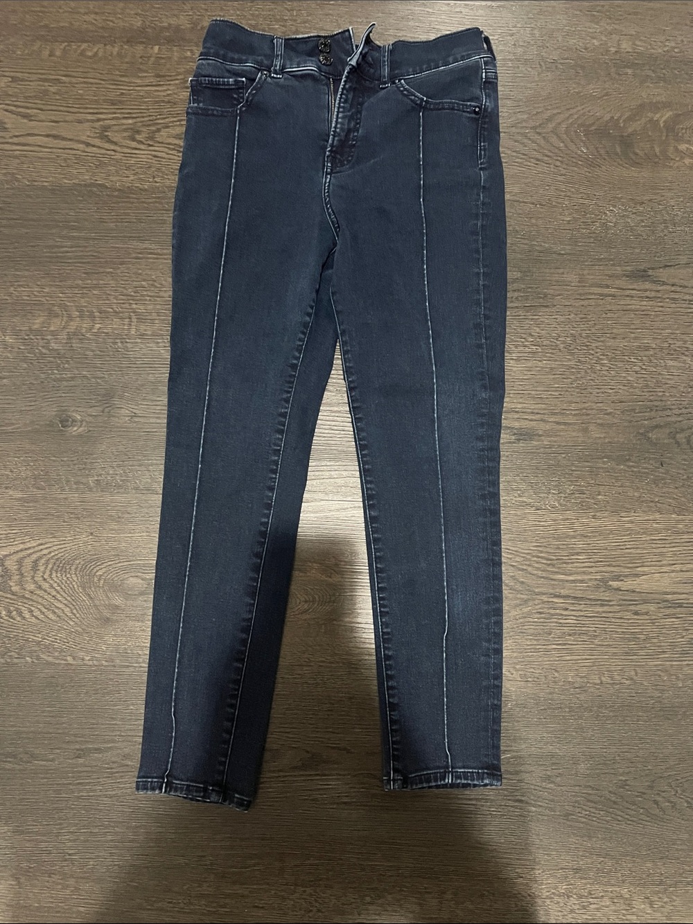 Express Women's Navy Skinny Jeans with Front Seam Detail